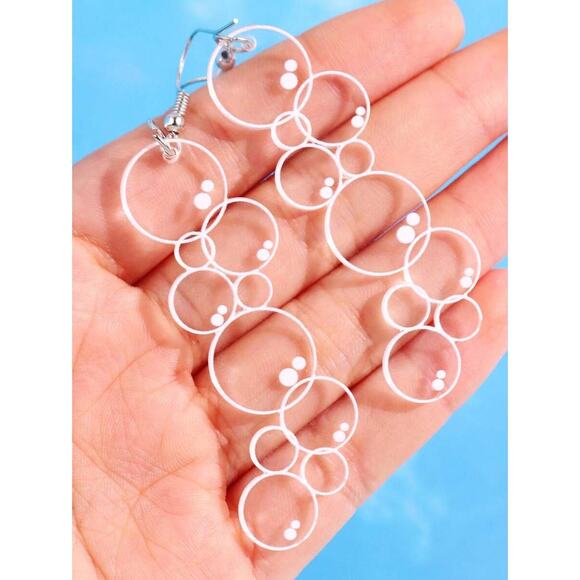 Unique, Fun, Cute, Quirky Dangling Acrylic Bubbles Earrings - Picture 1 of 5